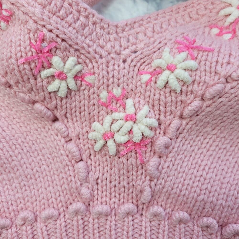 NWT LoveShackFancy Lago Little Bow Pink Wool-blend Crop Sweater size Large - Picture 5 of 16